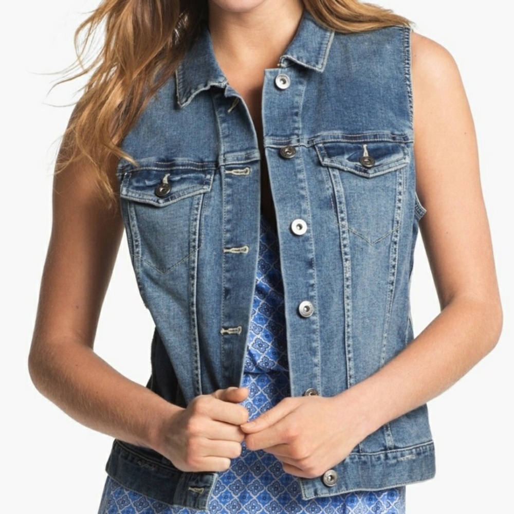Two by Vince Camuto Denim Back Lace Vest
